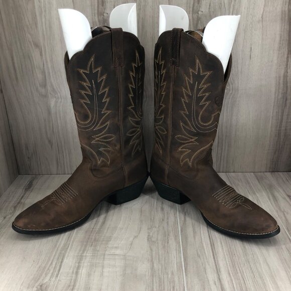 Ariat Boots Womens 9.5B Heritage Brown Leather Pull On Cowboy Western - Picture 6 of 10
